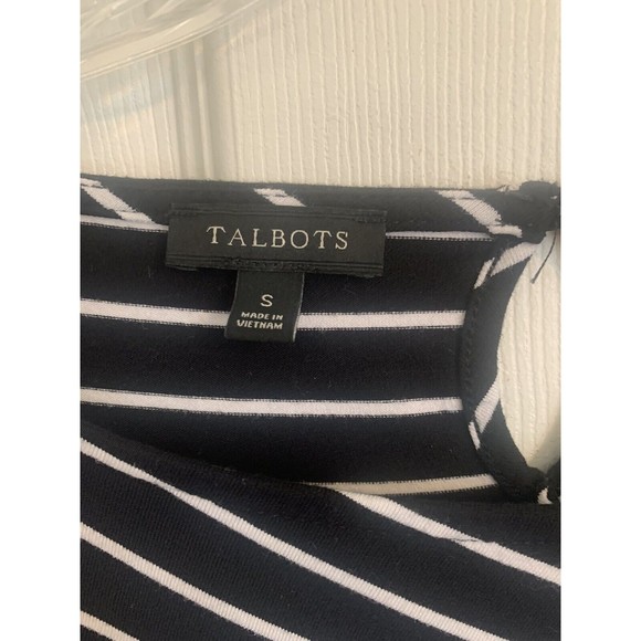 Talbots Asymmetrical Ponte Stretch Rayon T-Shirt Womens Small Stripe Flattering - Picture 5 of 10